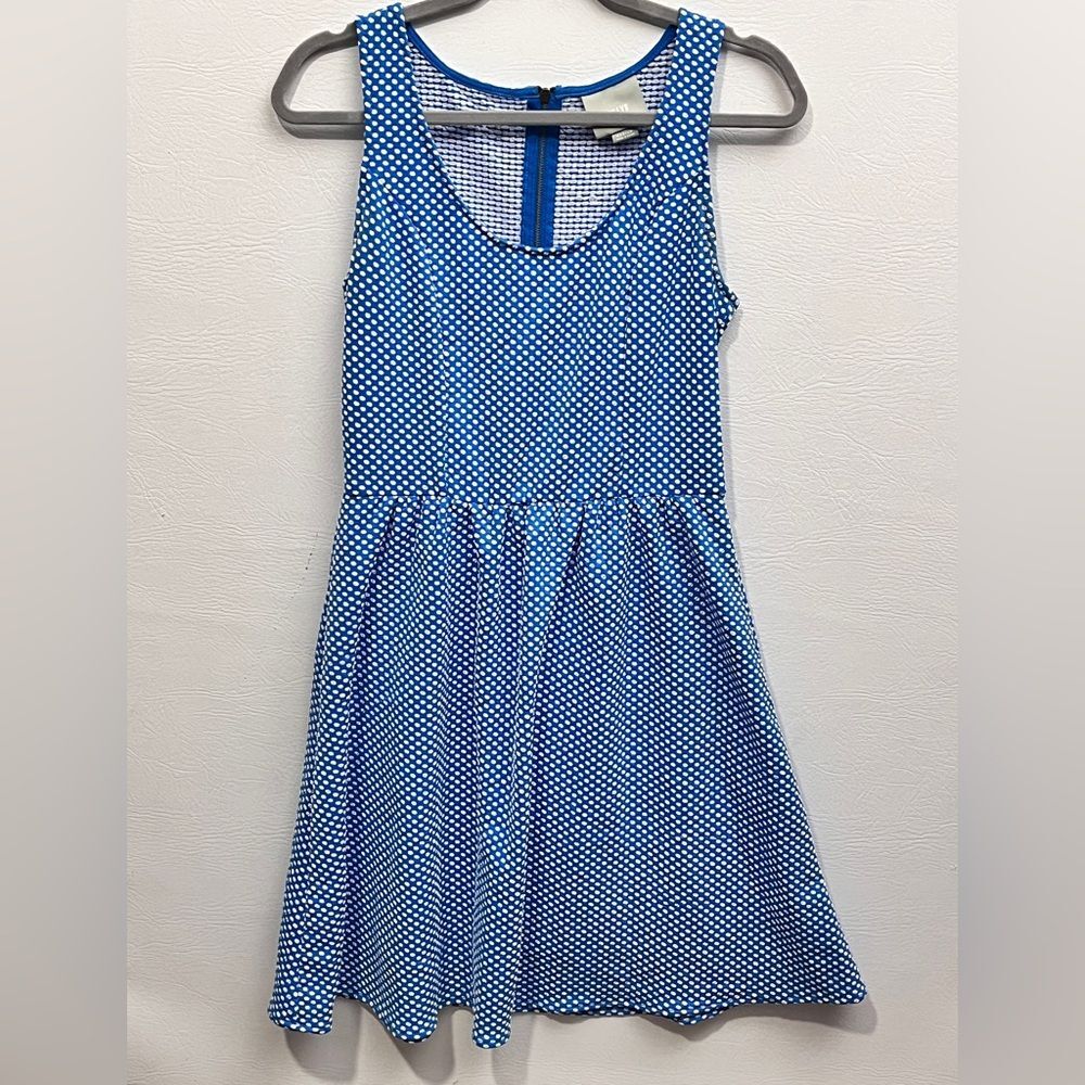 Anthropologie Maeve Blue White Polka Dot Dress Size M Sleeveless